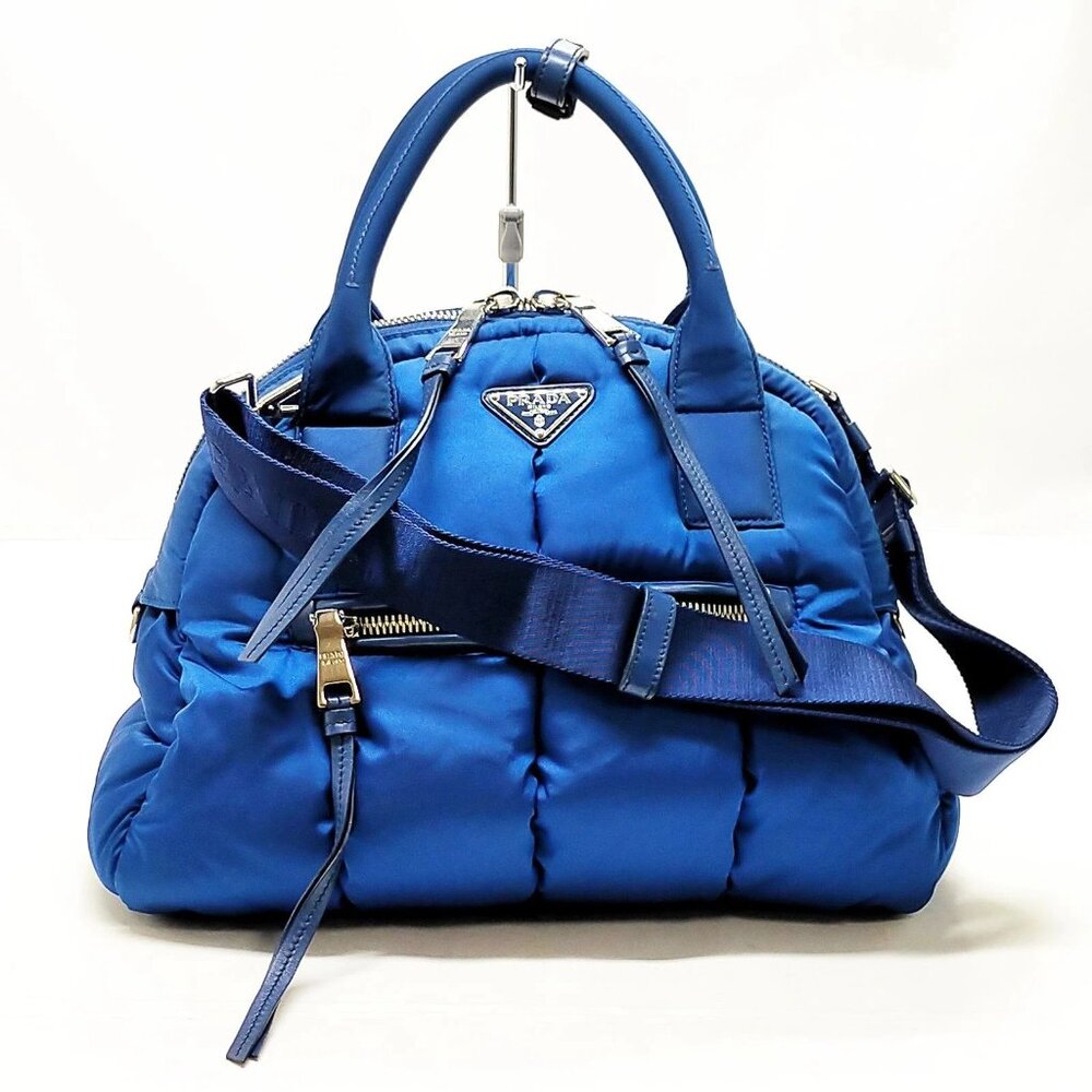 Prada Hand Bag Navy Blue Nylon 643-081325
